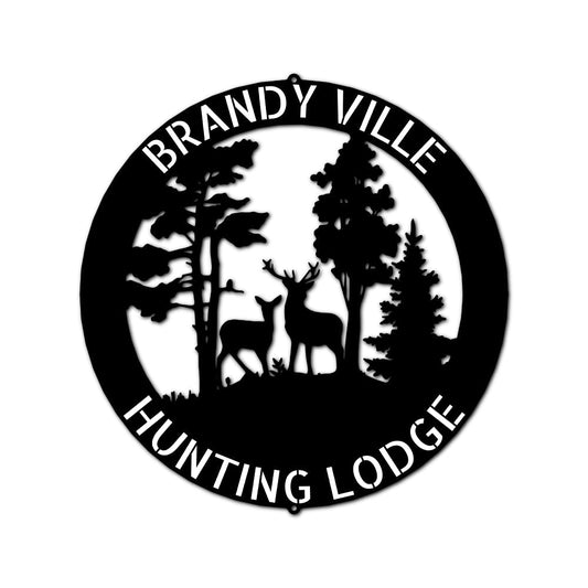 Deer Forest Text Personalized Gifts - Custom Metal Sign, Anniversary/Wedding/Housewarming Gift