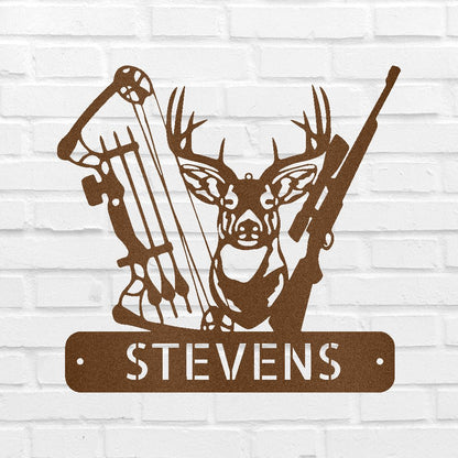 Deer Hunter Sign - Custom Metal Sign, Christmas Gift