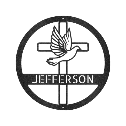 Dove and Cross Holy Spirit Personalized Gifts - Custom Metal Sign