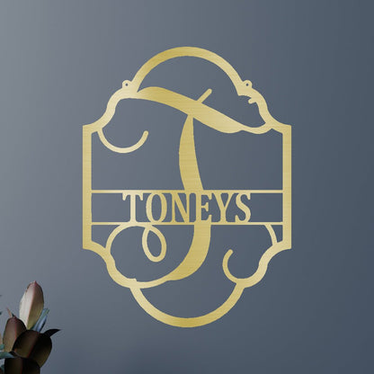 Family Name Plaque Personalized Gifts - Custom Metal Sign, Split Letter