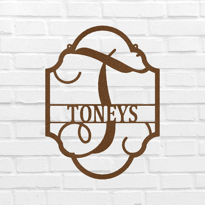 Family Name Plaque Personalized Gifts - Custom Metal Sign, Split Letter