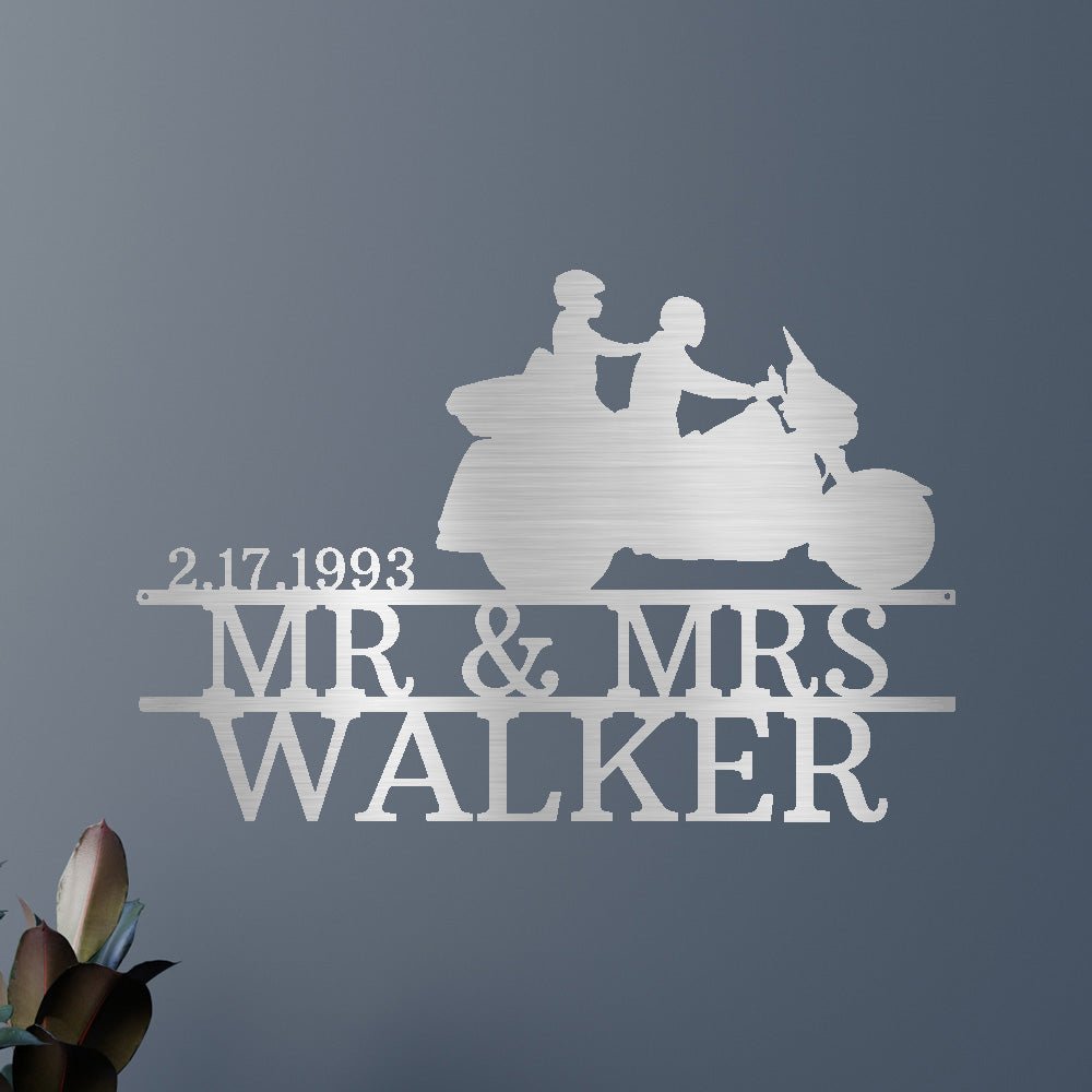 Motorcycle Couple Personalized Gifts - Custom Metal Sign