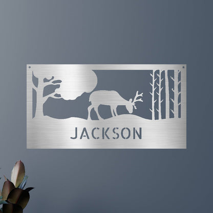 Grazing Deer Personalized Gifts - Custom Metal Sign
