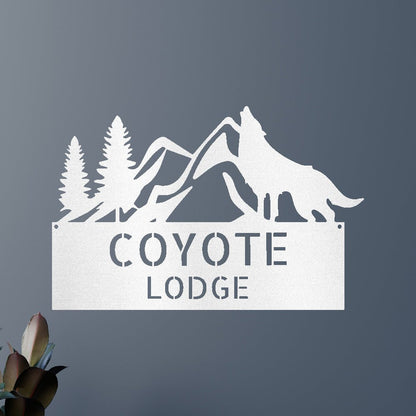 Home Sign - Custom Metal Sign, Grey Wolf Design