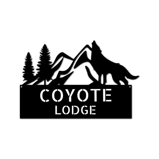 Home Sign - Custom Metal Sign, Grey Wolf Design