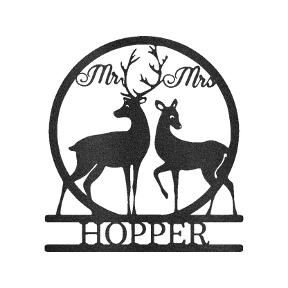 Mr and Mrs Deer Personalized Gifts - Custom Metal Sign