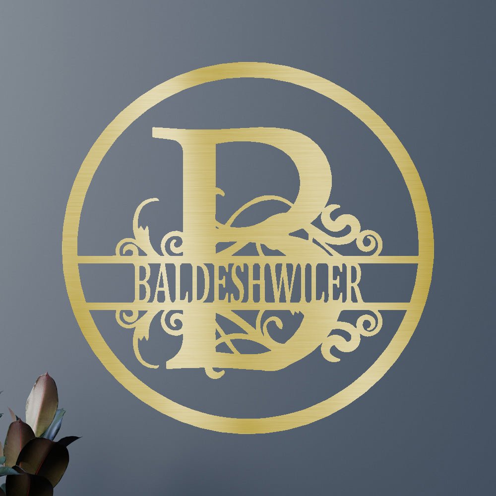 Name Metal Wall Art Sign - Custom Metal Sign, Split Circle Monogram