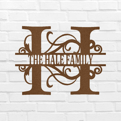 Name Sign - Custom Metal Sign, Family Split Letter Monogram, Wedding Gift