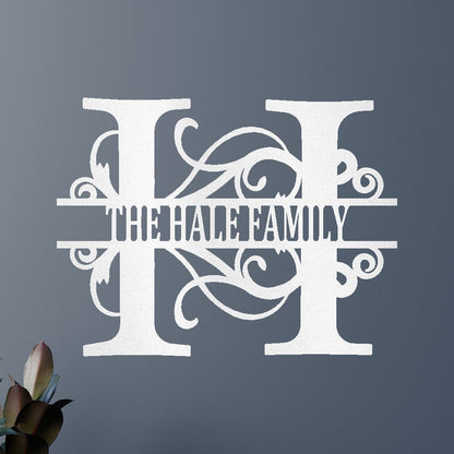 Name Sign - Custom Metal Sign, Family Split Letter Monogram, Wedding Gift