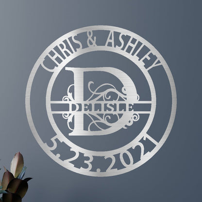 Name Sign - Custom Metal Sign, Split Letter, Wedding Gift