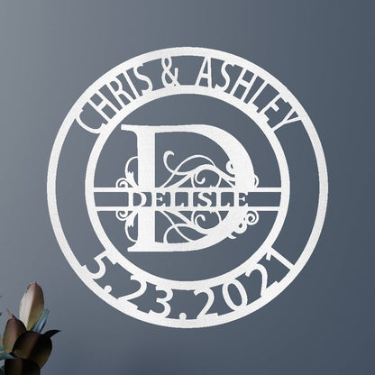 Name Sign - Custom Metal Sign, Split Letter, Wedding Gift