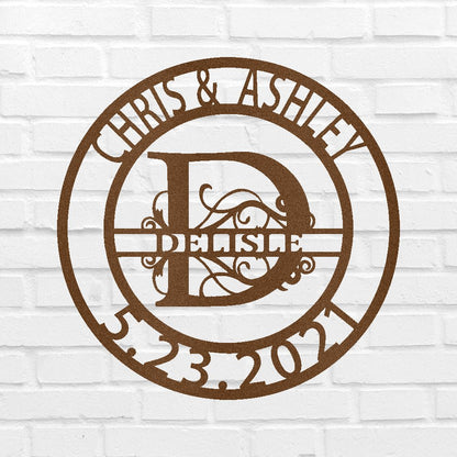 Name Sign - Custom Metal Sign, Split Letter, Wedding Gift