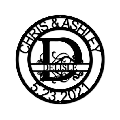 Name Sign - Custom Metal Sign, Split Letter, Wedding Gift