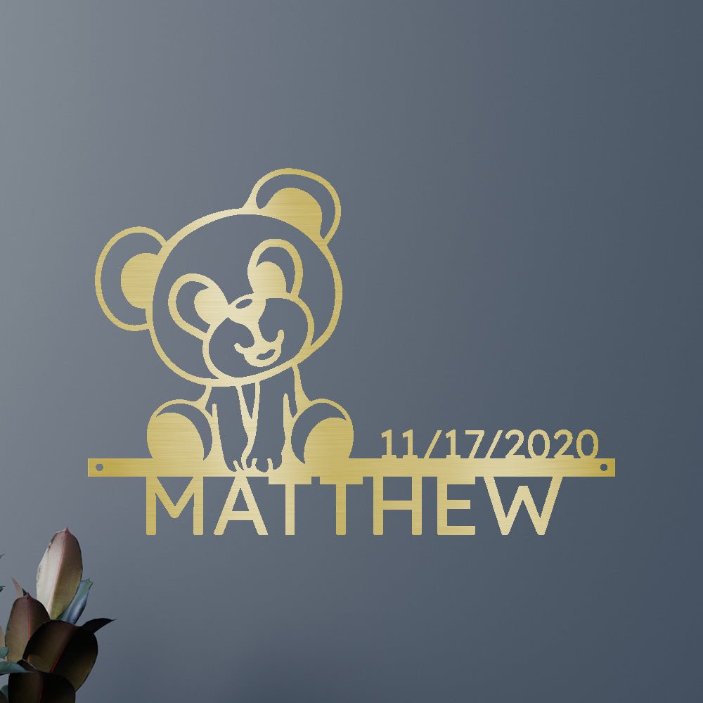 Newborn Baby Gift - Custom Metal Sign, Teddy Design