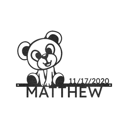 Newborn Baby Gift - Custom Metal Sign, Teddy Design