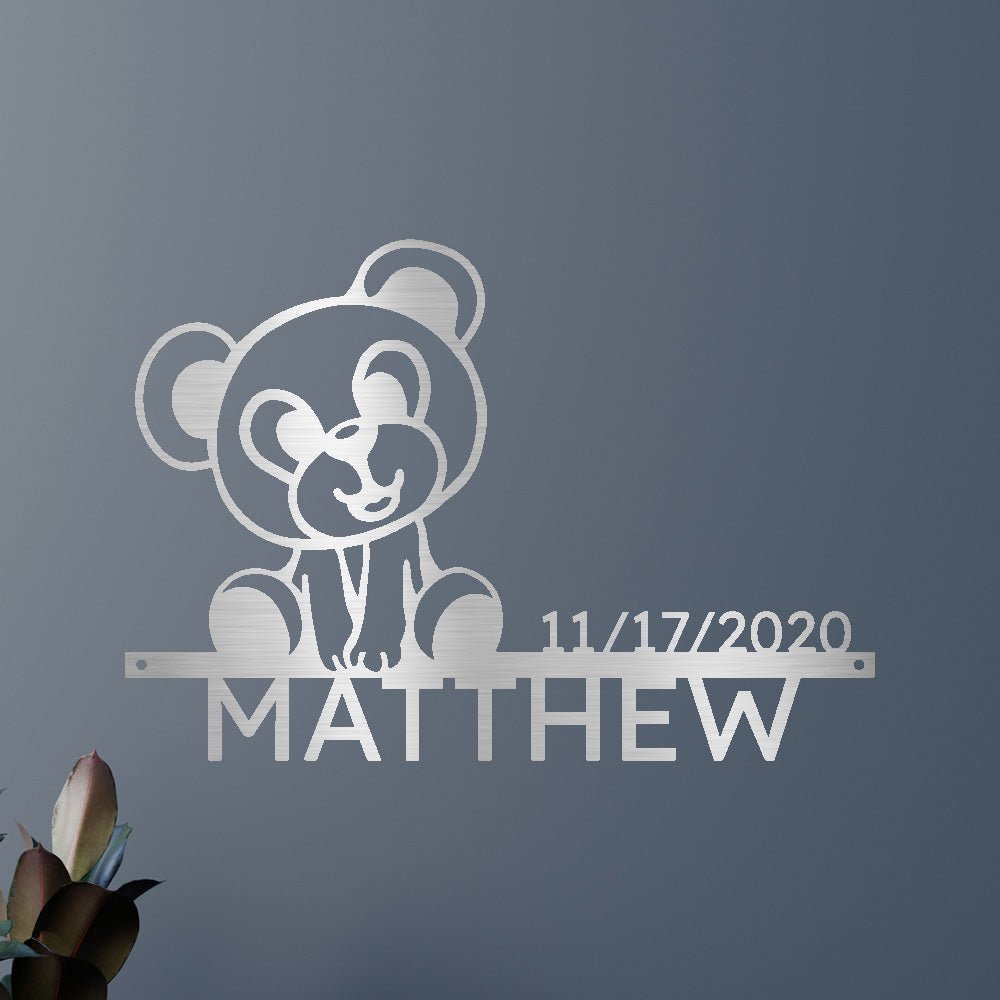 Newborn Baby Gift - Custom Metal Sign, Teddy Design