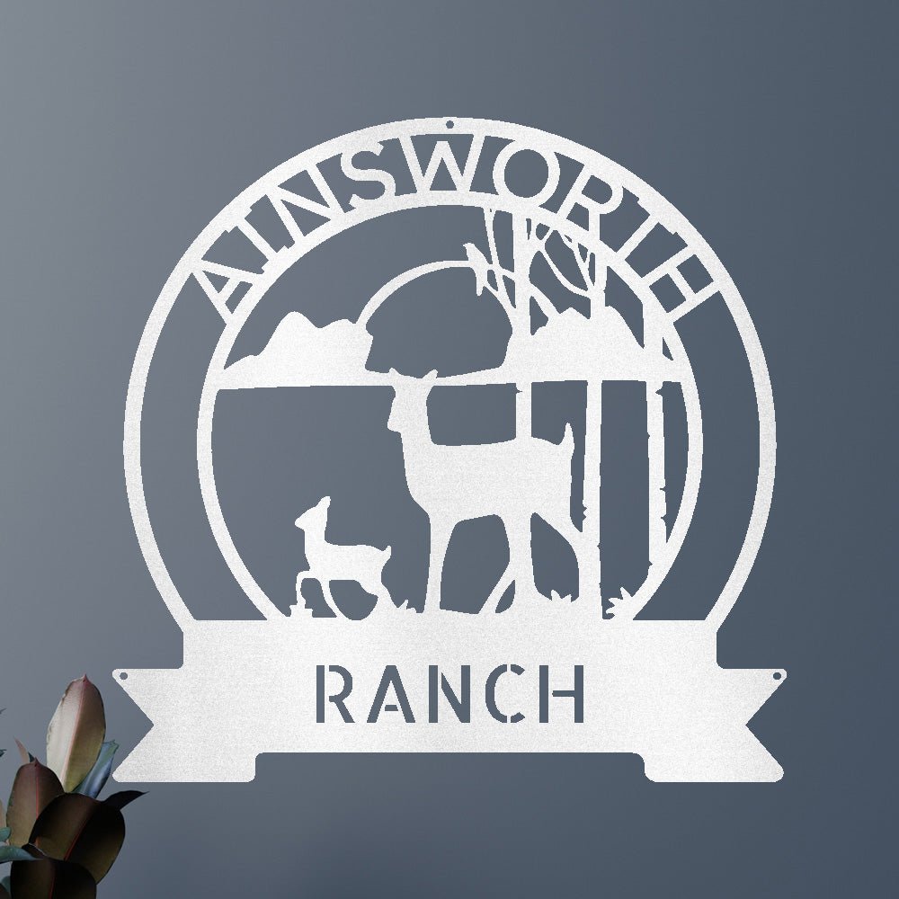 Ranch Deer Sunset Personalized Gifts - Custom Metal Sign
