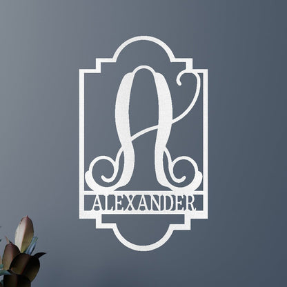 Regal Personalized Gifts - Custom Metal Sign, Split Letter, Last Name