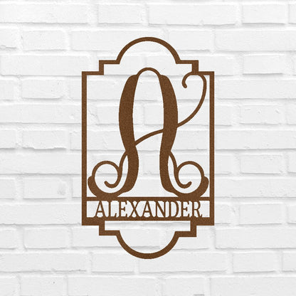 Regal Personalized Gifts - Custom Metal Sign, Split Letter, Last Name