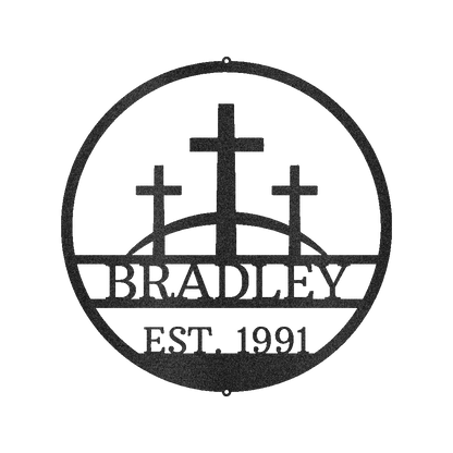 Three Crosses Jesus Personalized Gifts - Custom Metal Sign, In Loving Memory