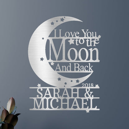 Wedding Gift Personalized Gifts - Custom Metal Sign, I Love You To The Moon and Back