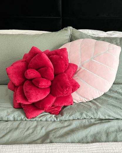 Philodendron Gloriosum Leaf Plush Pillow - Baby Pink