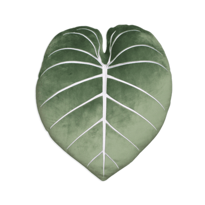 Philodendron Gloriosum Leaf Pillow - Moody Green