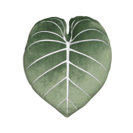 Philodendron Gloriosum Leaf Pillow - Moody Green
