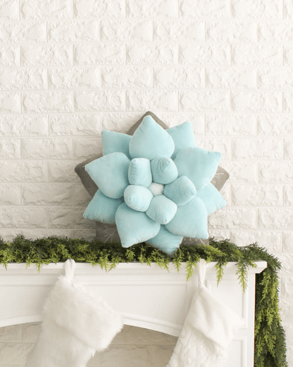 Poinsettia Pillow - Frost Blue