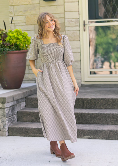 Kayleen Gingham Maxi Dress