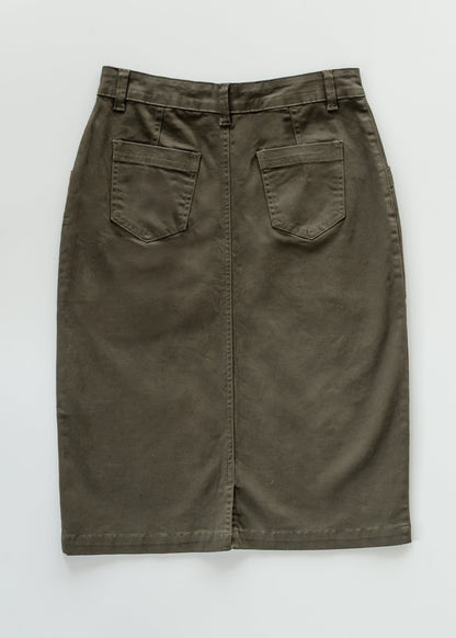 Kennedy Olive Midi Denim Skirt