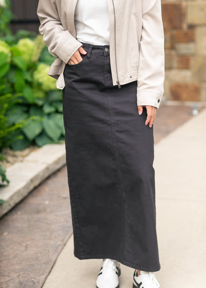 Stella Onyx Black Denim Maxi Skirt
