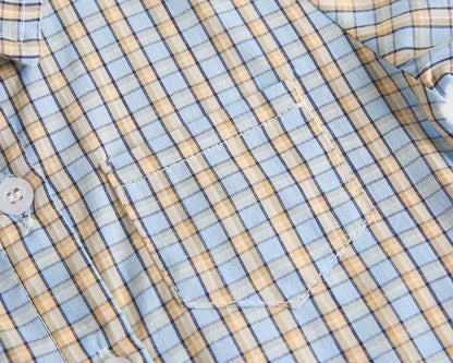 Baby Boy Plaid Pattern Single Breasted Design Polo-Neck Shirt Combo Shorts