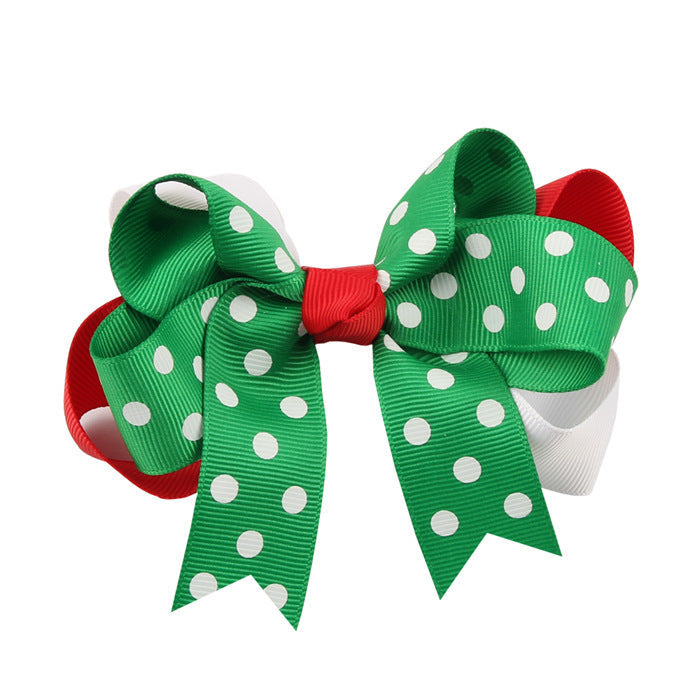 Christmas Various Pattern Dovetail Bow Shape Design Hair 5 Clips Festival Gift