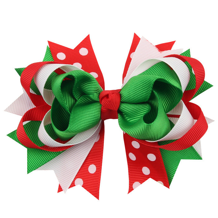 Christmas Various Pattern Dovetail Bow Shape Design Hair 5 Clips Festival Gift