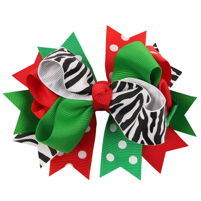 Christmas Various Pattern Dovetail Bow Shape Design Hair 5 Clips Festival Gift