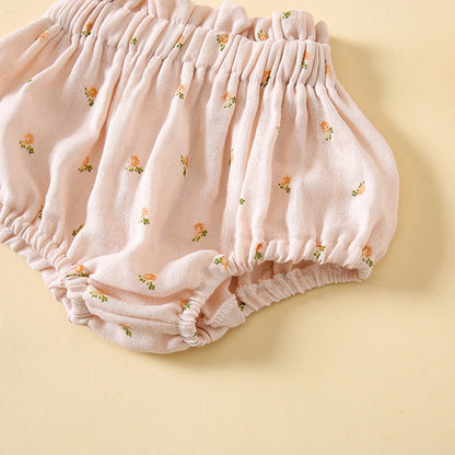 Baby Boys And Girls Cute Print Pattern Short Pants With Buttons