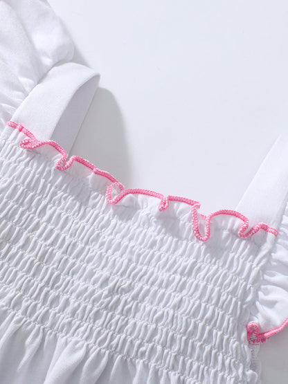 Girls Animals Cartoon Pattern Dress And Pink Shorts Set