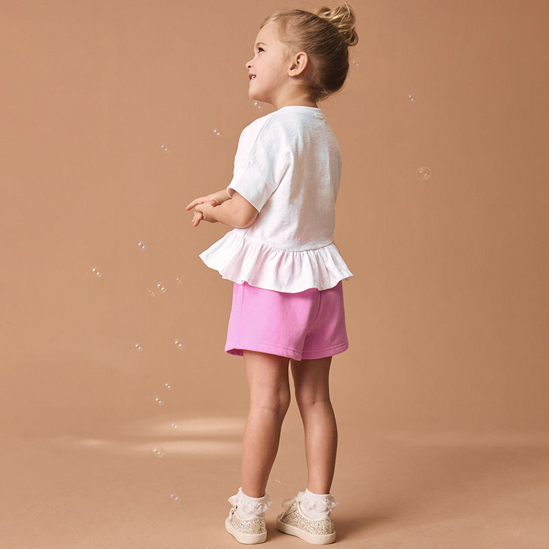 Summer Baby Kids Rainbow Pattern T-shirt and Shorts Clothing Set for Girls