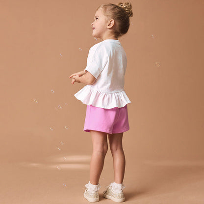 Summer Baby Kids Rainbow Pattern T-shirt and Shorts Clothing Set for Girls