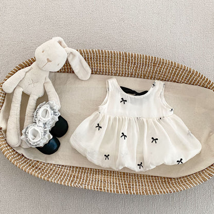 Summer Baby Kids Girls Butterfly-bows Pattern Sleeveless Top and Plain Shorts Clothing Set