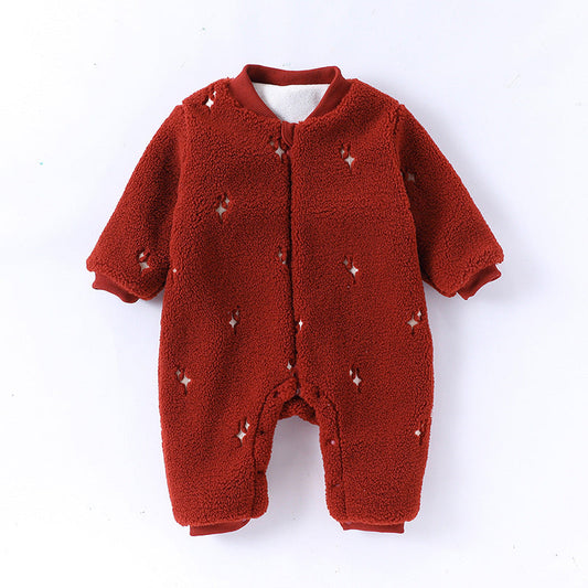 Autumn and Winter Arrival Unisex Baby’s Warm Fleece-lined Starlight Pattern Rompers