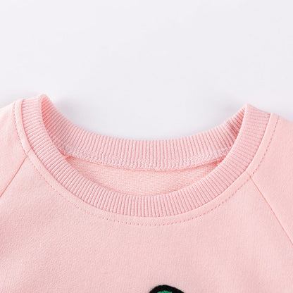 Spring and Autumn Girls Strawberry Pattern Long Sleeves Sweatshirt and Plain Pants Clothing Set