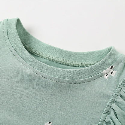 Summer Arrival Birds Pattern Short Sleeves Cute Dress for Stylish Girls