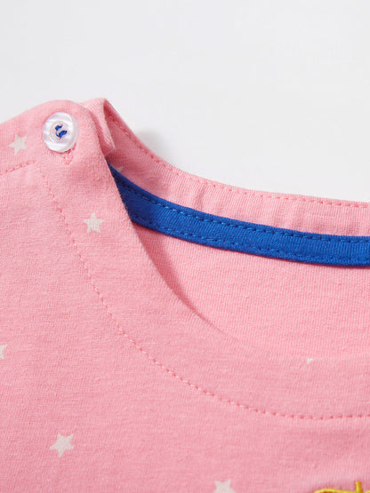 Baby Kids Girls Unicorn Pattern Short Sleeves White Stars Dress