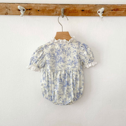 Summer Arrival Girls Cute Beautiful Flowers Pattern Short Sleeves Onesies and Dress – Princess Sister Matching