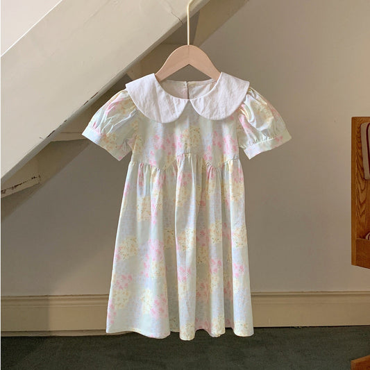 Summer Arrival Baby Kids Girls Cute Short Sleeves Floral Dress