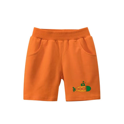 Baby Boy Cartoon Print Pattern Casual Mid Pants With Pockets