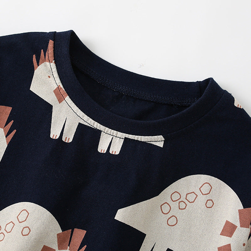 Summer Baby Kids Cartoon Dinosaurs Pattern T-shirt and Shorts Casual Clothing Set for Boys