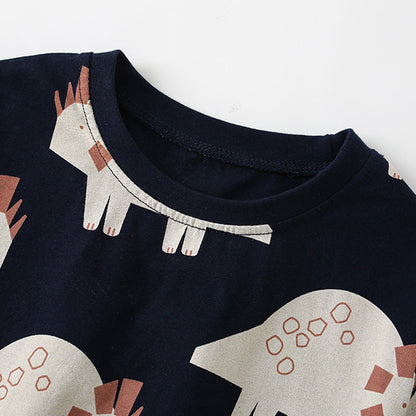 Summer Baby Kids Cartoon Dinosaurs Pattern T-shirt and Shorts Casual Clothing Set for Boys